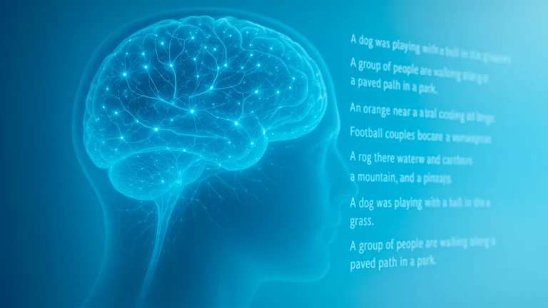 Representación conceptual de actividad cerebral decodificándose en texto mediante IA