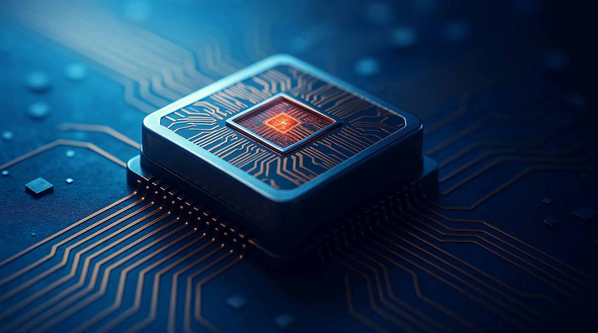 Chip cuántico moderno iluminado que representa avances tecnología cuántica en 2025