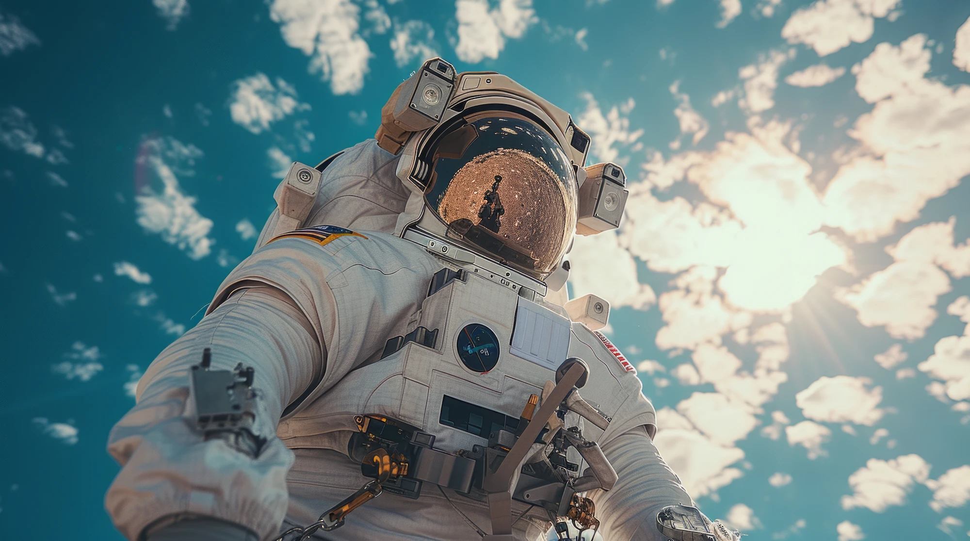 Astronauta de la NASA realizando actividad extravehicular, representando el uso de la inteligencia artificial para monitorear y proteger la salud de los astronautas durante misiones espaciales.
