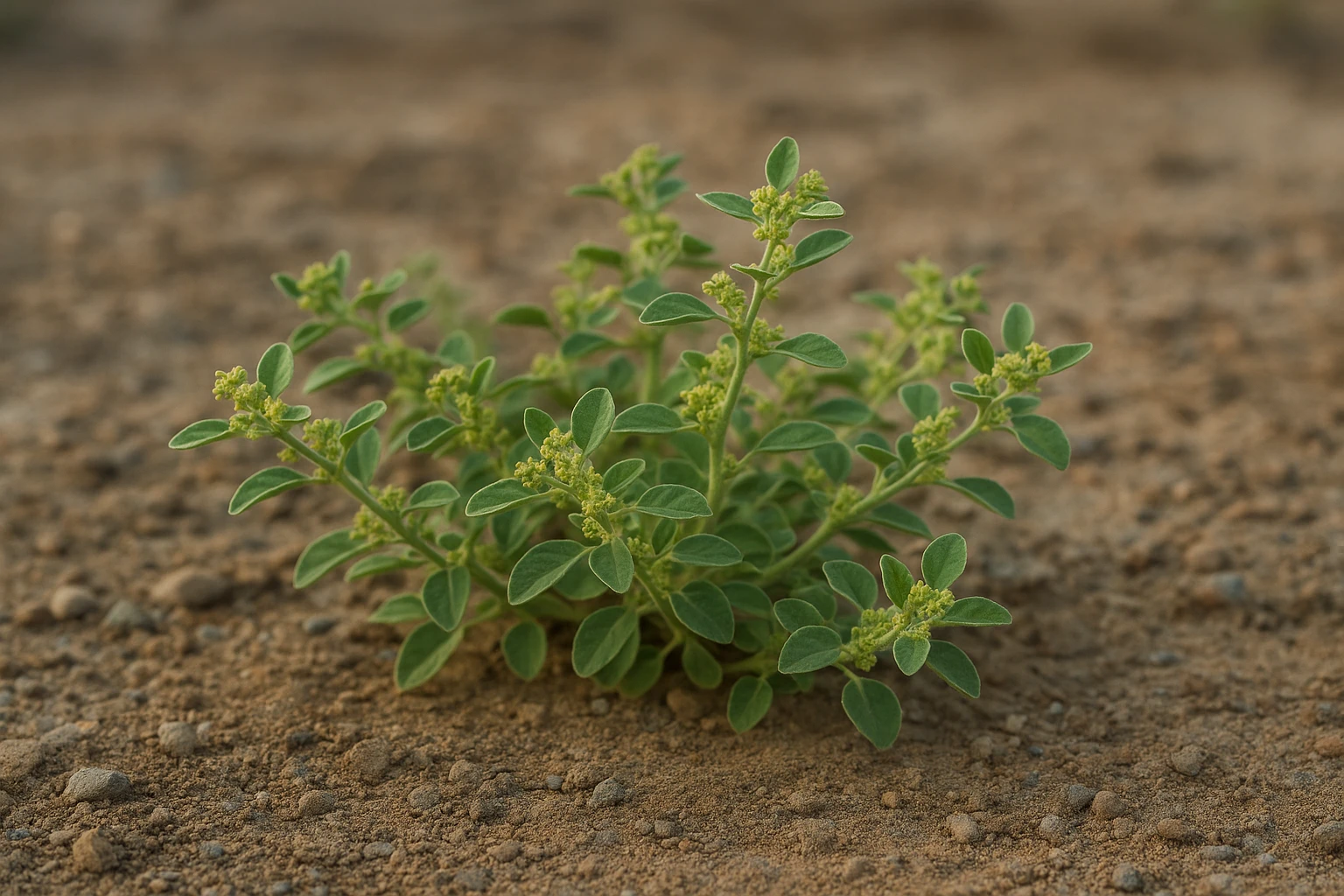 Planta del desierto Tidestromia oblongifolia resistiendo calor extremo