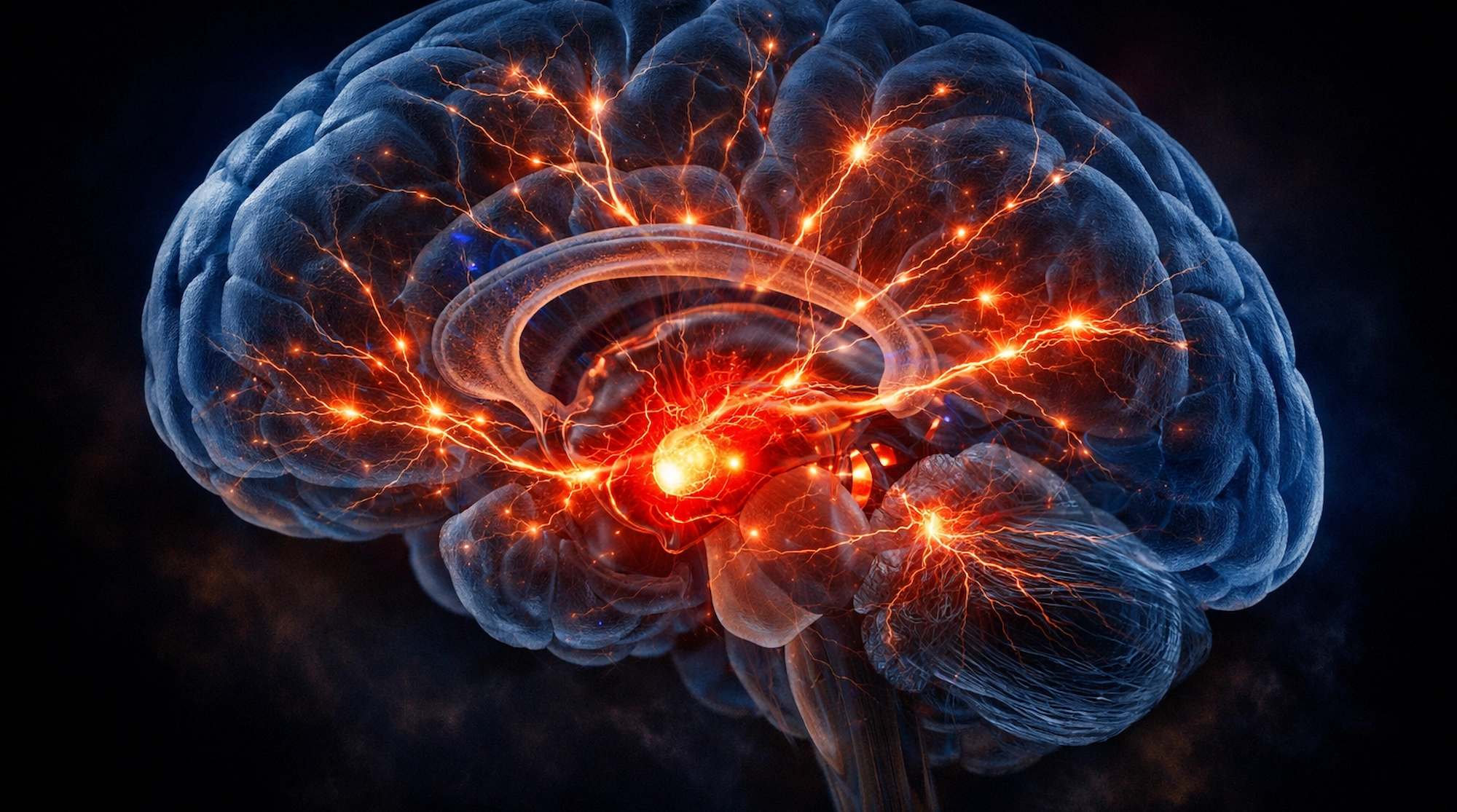 ilustración científica del cerebro humano activando la respuesta de miedo