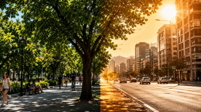 Árboles entregan sombra y ayudan a enfriar una ciudad frente al calor del asfalto y los edificios